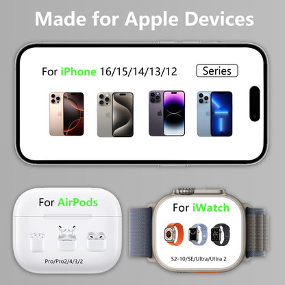 2025 3 in 1 Charging Station for Apple iPhone AirPods Watch with Mag-Safe Charger Wireless Charger Stand for iPhone 16 15 14 13 12 Series AirPods iWatch Series - Gifts for Wife & Husband