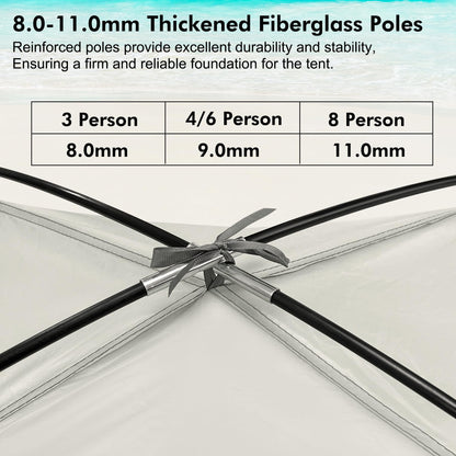 WhiteFang Beach Tent Anti-UV Portable Sun Shade Shelter for 3 Person, Extendable Floor with 3 Ventilating Mesh Windows Plus Carrying Bag, Stakes and Guy Lines (Baby's Breath)