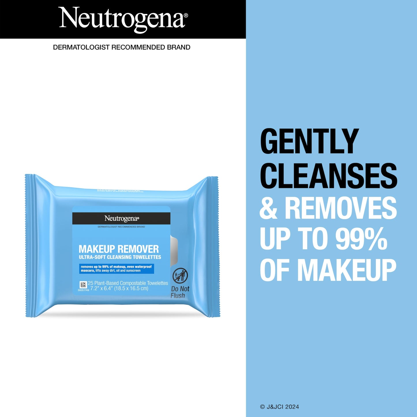 Neutrogena Makeup Remover Cleansing Face Wipes, Daily Cleansing Facial Towelettes to Remove Waterproof Makeup and Mascara, Alcohol-Free, Value Twin Pack, 25 Count, 2 Pack
