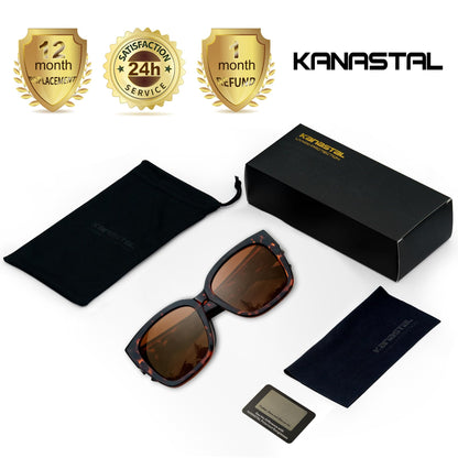 KANASTAL Over Glasses Sunglasses Polarized UV400 Protection for Women Men Oversized Shades Square Large Frame Design Fashion Trendy Accessories Tortoise Brown/Brown
