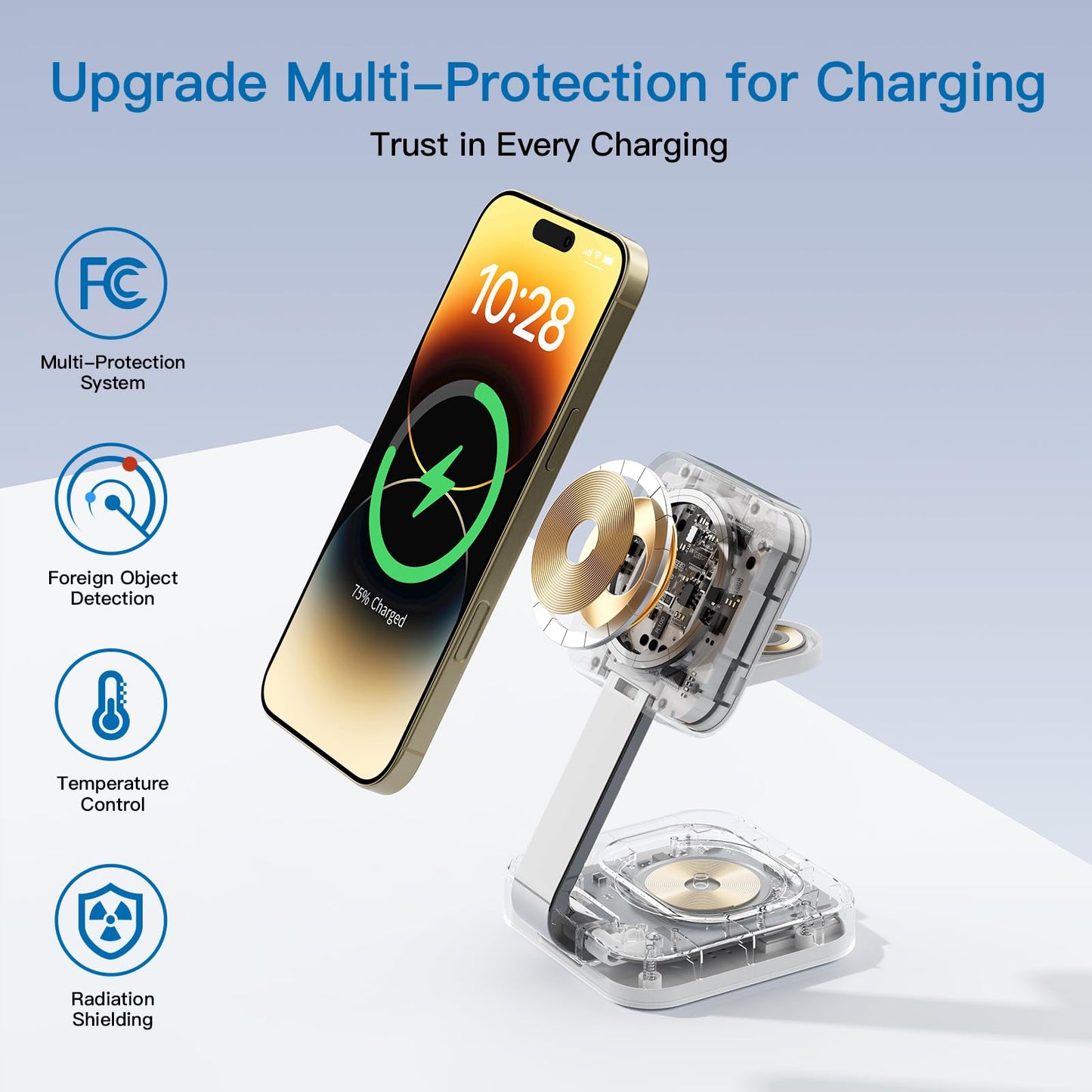 2025 Traveling Wireless Mag-safe Fast Charging Station,Magnetic 3 in 1 Charger with Light for iPhone 16 15 14 13 12 Pro Max Plus,Apple Watch Series & Air pods 4 3 2 Pro-Gifts for Wife & Husband(White)