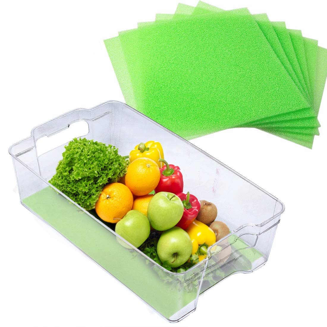 Dualplex® Refrigerator Liners Produce Saver Fridge Bin Liners 13"x10.5" Refrigerator Drawer Liners Fridge Shelf Mats Fresh Fruit & Veggie Life Extender Shelf Liner Reusable Washable & Cuttable 6 Pack