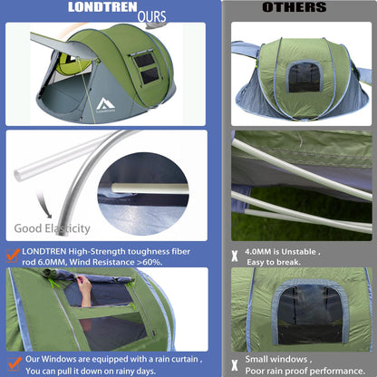 Pop Up Tents for Camping 4 Person Waterproof Military Popup Tent Camping Easy Up Camping Tents Instant Pop Up Tent Big Green