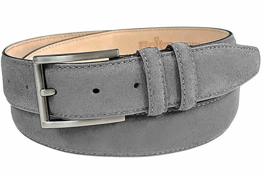 19000 Men's Suede Belt Genuine Leather Casual Dress Belt 1-3/8"(35mm) Wide (Gray, 40)