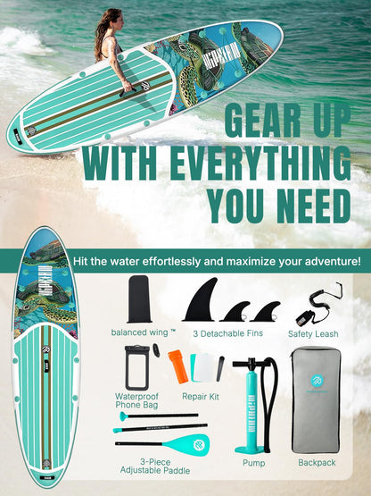 Niphean Inflatable Stand Up Paddle Board with Balanced Wing Design and SUP Accessories, Anti-Slip EVA Deck, 10’6’’ Inflatable Paddle Boards for Adults & Youth of All Skill Levels