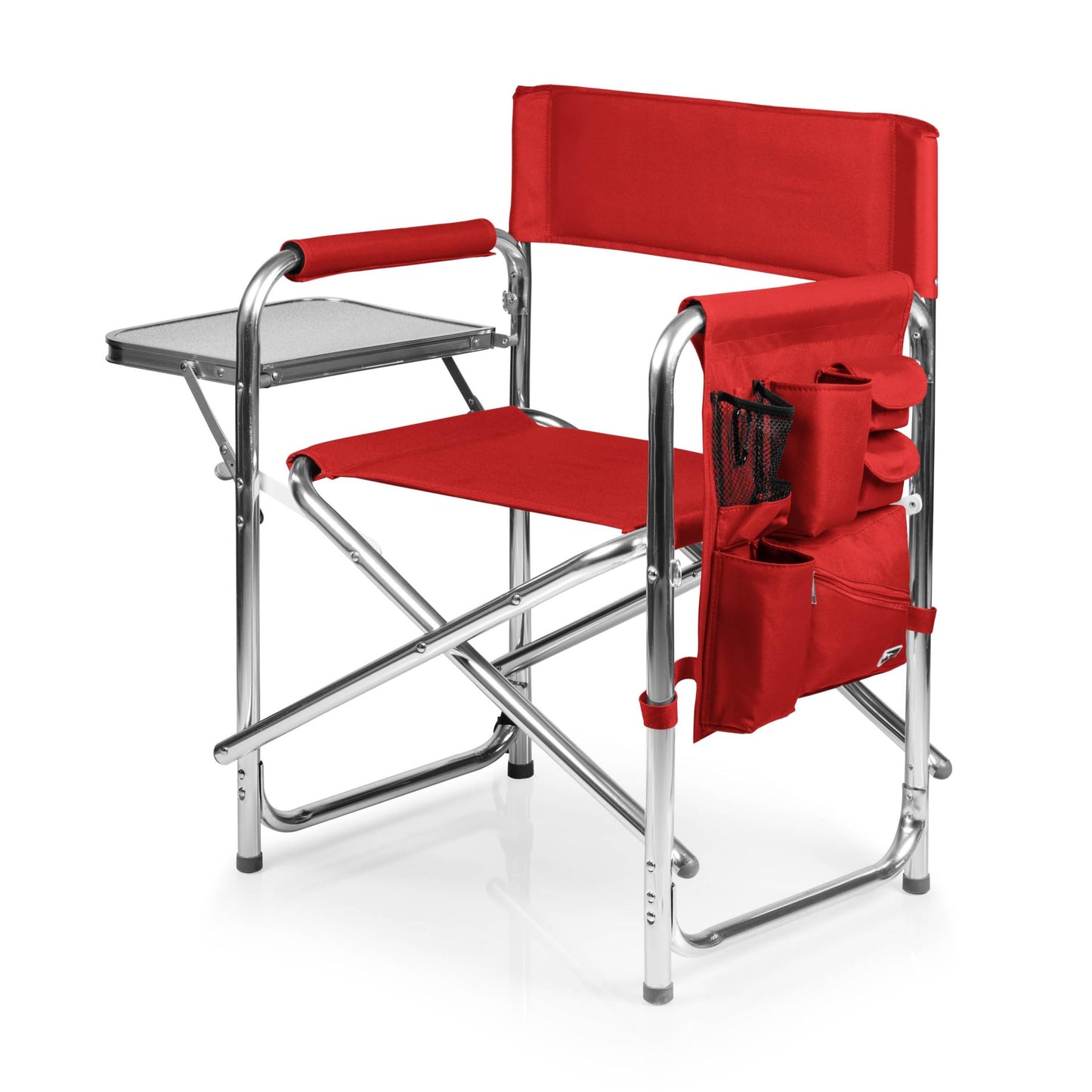 PICNIC TIME Sports Chair with Side Table, Camping Chair, Beach Chair, Camp Chair for Adults (Red)