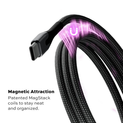 STATIK MagStack Pro USB C to USB C Cable, Clutter-Free Magnetic Type C Charger Fast Charging Cord, Magnetic Charging Cable, Compatible with iPhone 16 Pro Max, 15, Galaxy S21 S20 Ultra, 100W 6FT/2M