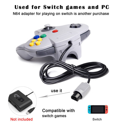 2xClassic N64 Controller,kiwitata Retro Wired N64 Gamepad Controller Joystick for N64 Video Console Games System Black+Gray