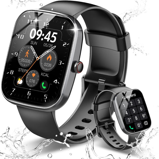 1.91" HD Screen Smartwatch for Men Women(Answer/Make Call), Fitness Watch with Heart Rate/Sleep Monitor/Steps Monitor, IP68 Waterproof Activity Trackers, Black