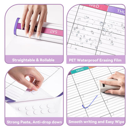 Large Dry Erase Calendar For Wall - Undated 3 Month Calendar, 28'' x 40'', Erasable & Reusable Laminated White Board With 8 Round Stickers, Vertical Layout for Office, Classroom and Home