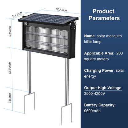17.7 * 9.8 * 7.1in Bug Zapper Outdoor - Mosquito Repellent Outdoor Patio,Solar Bug Zapper Indoor,Waterproof Portable Fly Zapper,High Powered 4500V Mosquito Zappers Killer for Home,Patio,Camping