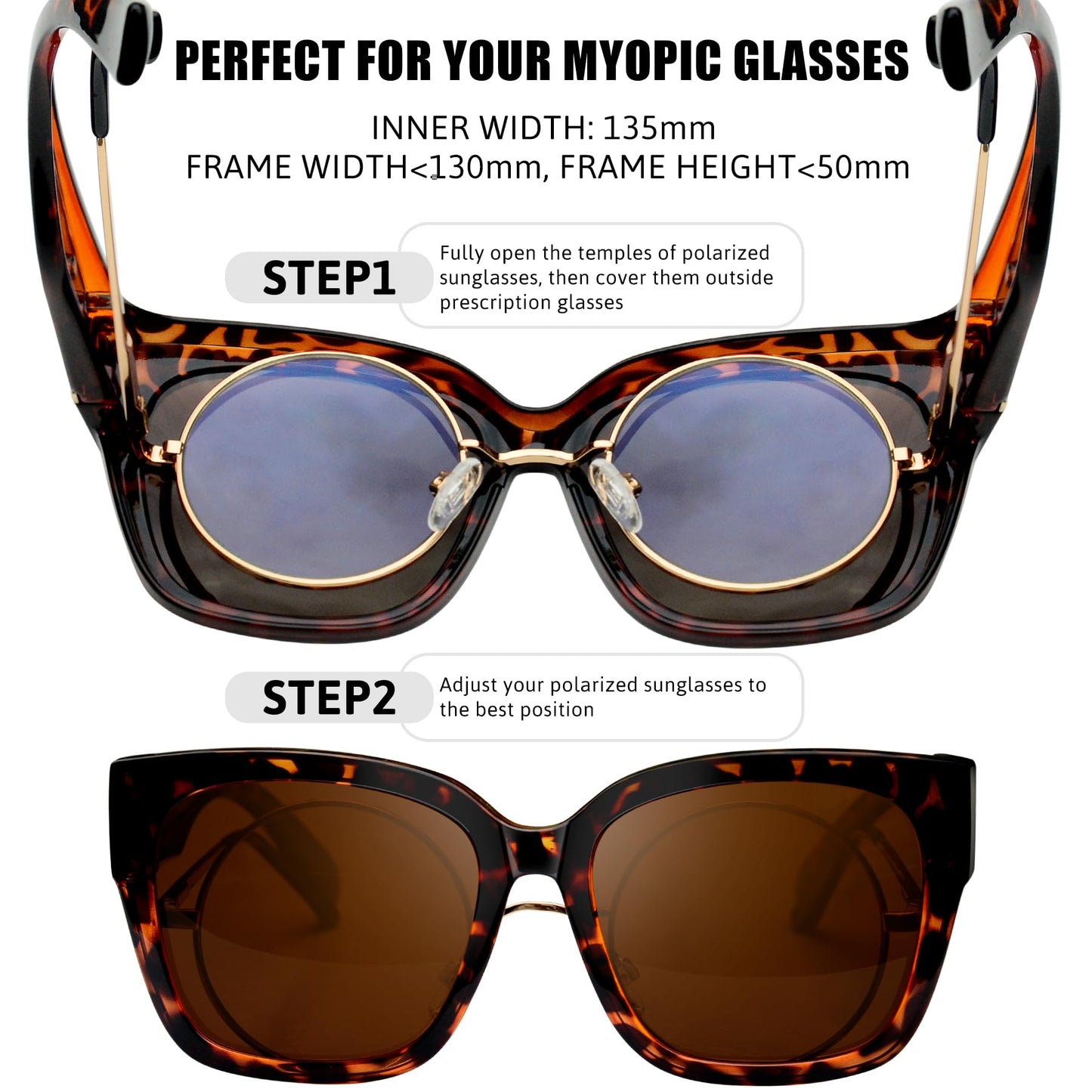 KANASTAL Over Glasses Sunglasses Polarized UV400 Protection for Women Men Oversized Shades Square Large Frame Design Fashion Trendy Accessories Tortoise Brown/Brown