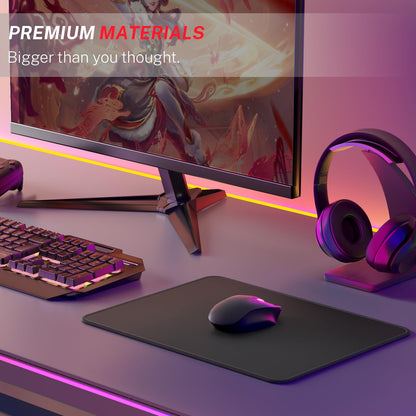 MROCO Large Gaming Mouse Pad [50% Larger] with Non-Slip Rubber Base, Premium-Textured & Waterproof Mousepad with Stitched Edges, Mouse Pads for Computers, Gamer, Office & Home, 14 x 11in, Black