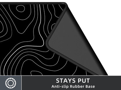 Rinaze Extra Large Gaming Mouse Pad with Black Topographic, XXL Mousepad, Big Mouse Mat Desk Pad, Non Slip Keyboard Pad for Gaming Computer Laptop PC Office Desk Accessories