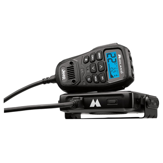 Midland – MXT275 Jeep® Branded MicroMobile® GMRS Radio – 15 Watts Two-Way Radio with Integrated Control Microphone – Overland Tractors Detachable External Magnetic Mount Antenna - 8 Repeater Channels