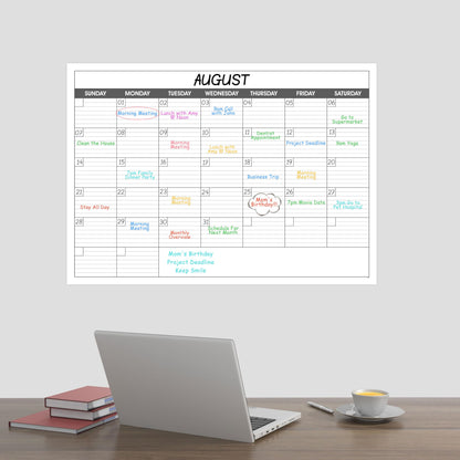 Large Dry Erase Calendar for Wall - Undated 1 Month Big Wall Calendar, 40" x 30", Erasable & Reusable Laminated Calendar Max with 8 Round Stickers, Great Layout Wall Calendar Dry Erase for Home, Office and School