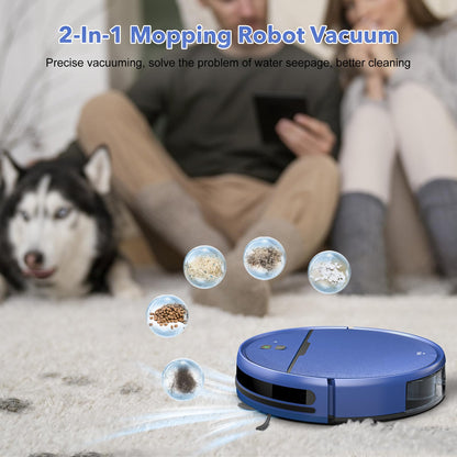 2 in 1 Mopping and Vacuuming Robot, Robot Vacuum and Mop Combo Compatible with WiFi/App, Robotic Vacuum Cleaner Self-Charging, Slim, Ideal for Pet Family, Hard Floor, Hair, Low Pile Carpet