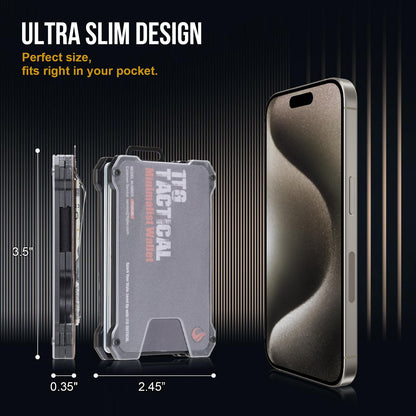 1TG Tactical Minimalist Slim Wallet with Moeny Clip, Front Pocket RFID Blocking Wallet Cash Holder, Versatile Credit Card Orgainzer, ID Card Badge Holder for Men