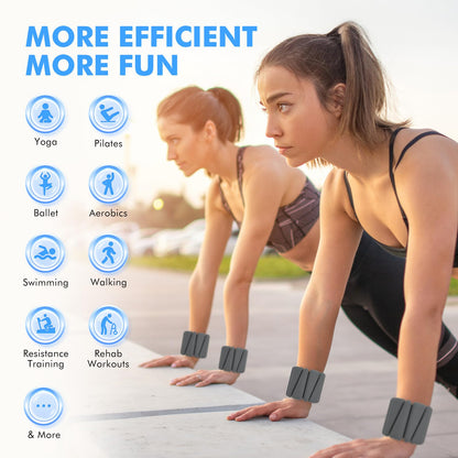 Wrist Weights, Ankle Weights for Women Men, Adjustable Wrist Weighted Bracelet for Home Gym Workout, Running, Yoga, Exercise, Strength Training, Set of 2 (1LB Each)-Grey