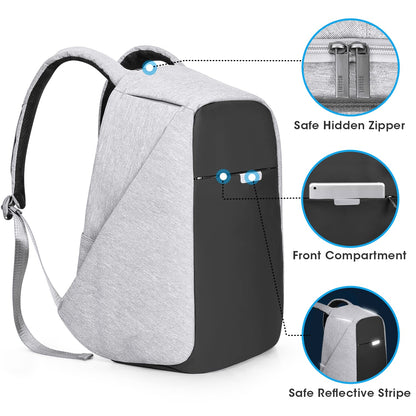 oscaurt Anti Theft Backpack 15.6 Inch Laptop Travel Backpack with Hidden Zipper and USB Charging Port Waterproof Business Computer Bag for Men & Women