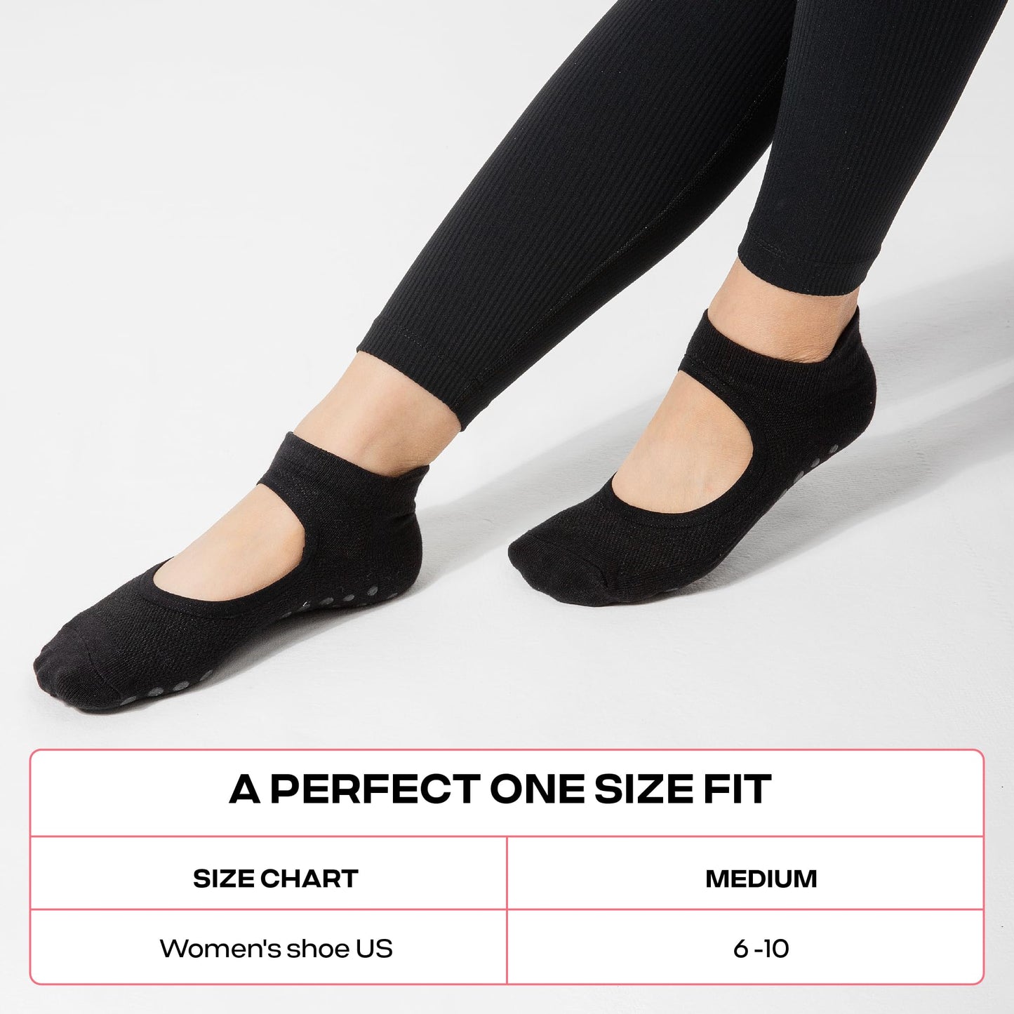 COOLMATE Pilates Socks with Grips for Women, Yoga Socks, Crew Non Slip Women for Workout, Barre, Pilates Gifts(4 Pairs) (US, Numeric, 6, 10, Regular, Regular, Pink/White/Light Purple/Black)