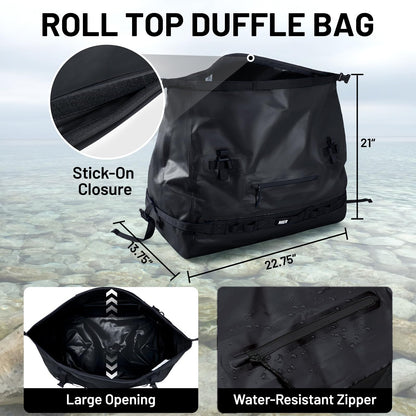 MIER Large Waterproof Duffel Bag Rolltop Dry Backpack Duffle Bags for Kayaking, Rafting, Boating, Swimming, Camping, Travel, Gym, Beach, 60L, Black