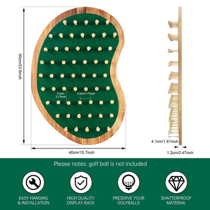 40 Golf Ball Collection Display Rack Cabinet Holder Case Wall Mount - Golf Gifts for The Golf Enthusiast - Golf Display Box Unique Putting Green Shape