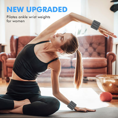 Wrist Weights, Ankle Weights for Women Men, Adjustable Wrist Weighted Bracelet for Home Gym Workout, Running, Yoga, Exercise, Strength Training, Set of 2 (1LB Each)-Grey