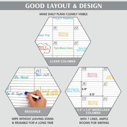Large Dry Erase Calendar for Wall - Undated 1 Month Big Wall Calendar, 40" x 30", Erasable & Reusable Laminated Calendar Max with 8 Round Stickers, Great Layout Wall Calendar Dry Erase for Home, Office and School