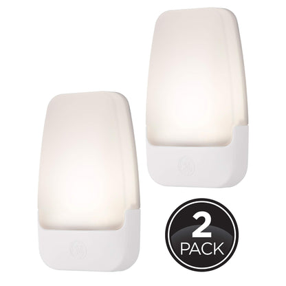 GE LED Night Light, Plug-in, Dusk to Dawn Sensor, Warm White, Ambient Lighting, Ideal Kids Adults Nightlight for Bedroom, Bathroom, Nursery, Hallway, Kitchen, 30966, 2 Pack