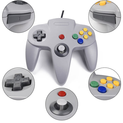 2xClassic N64 Controller,kiwitata Retro Wired N64 Gamepad Controller Joystick for N64 Video Console Games System Black+Gray