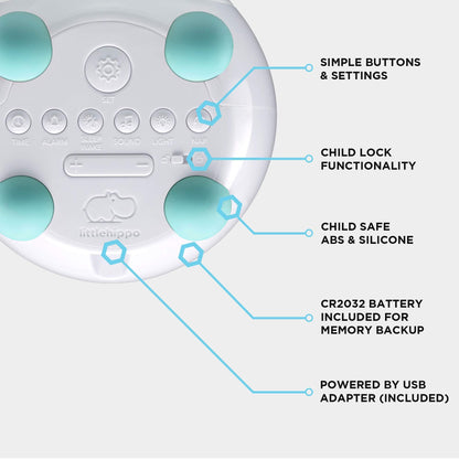 LittleHippo Mella: Ready to Rise Children's Sleep Trainer, Night Light, Sound Machine and OK to Wake Alarm Clock for Toddlers and Kids - Arctic Blue