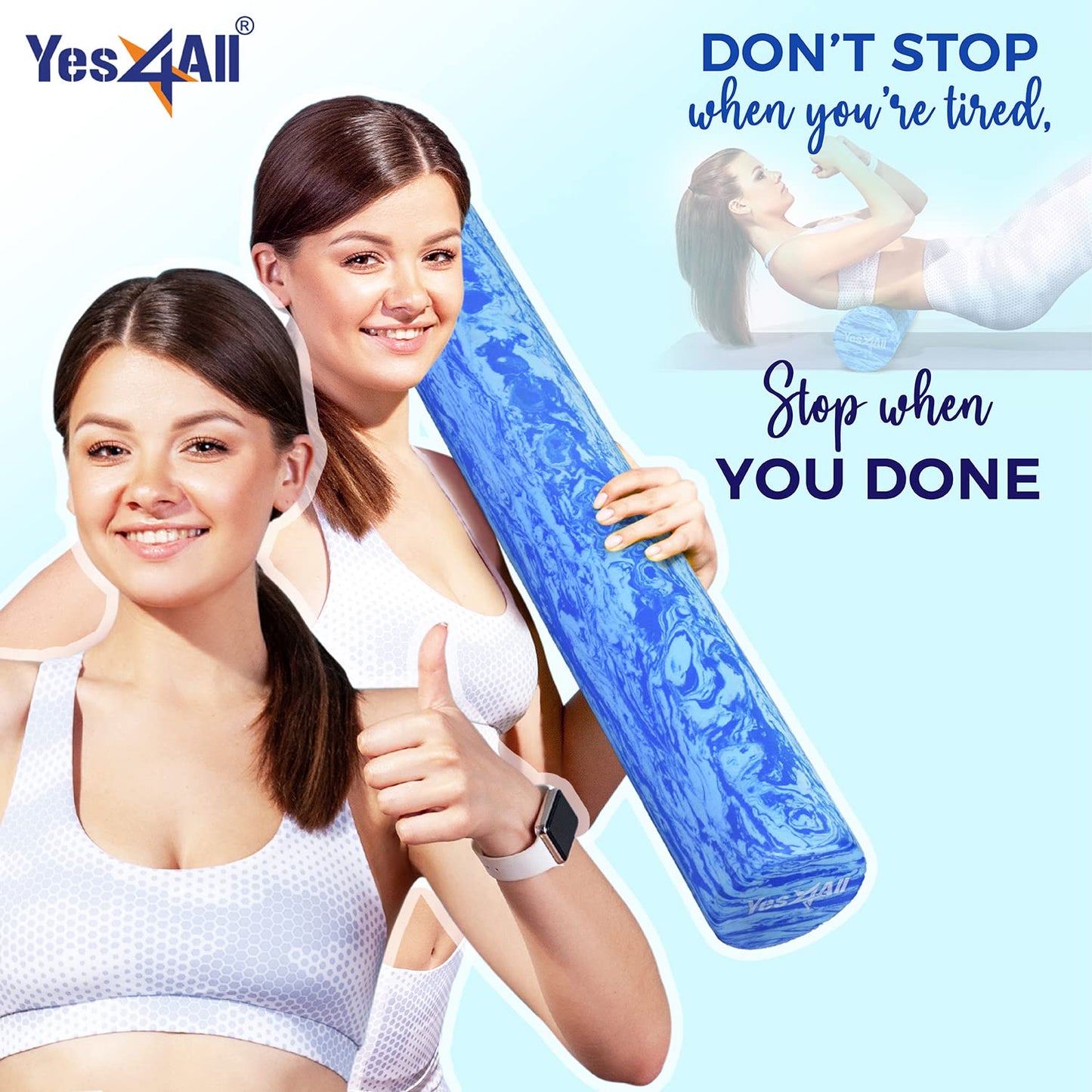 Yes4All EVA Firm Foam Roller for Back - Round Roller for Exercise, Yoga & Pilates 12/18/24/36 inch