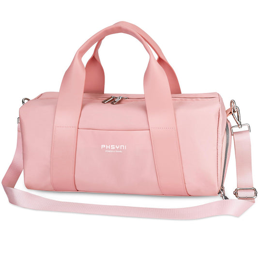 PHSYNI Compact Sports Gym Bag for Women Girls, Cute Mini Duffle Bag with Wet Pocket & Shoes Compartment, Personal Item Travel Workout Bag, 16"-Small, Pink