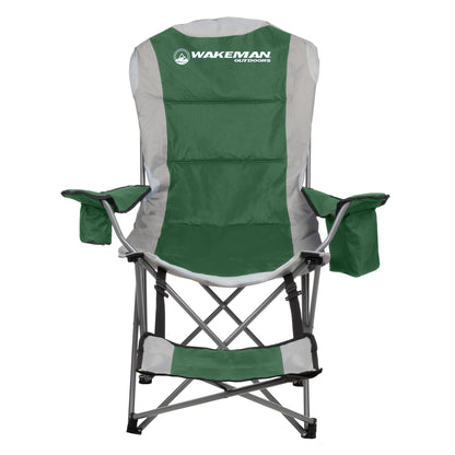 Wakeman Camping Chair with Foot Rest - 300lb Capacity Beach Chair with Footrest, Cupholder, and Cooler Pouch - Portable Chair Outdoors (Green)