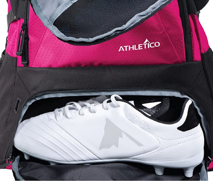 Athletico National Soccer Bag - Backpack for Soccer, Basketball & Football Includes Separate Cleat and Ball Holder (Pink)