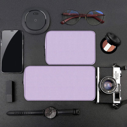 Universal Electronics Accessories Bag Pouch, 2-Pack Portable Soft Carrying Case Bag Wire Cable Organizer for Hard Drive, Power Adapter, Laptop Mouse, Cosmetics Kit, Cell Phone, Small+Big-Purple