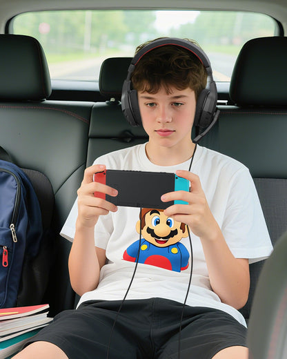 NUBWO U3 Gaming Headset with Microphone, Safe Volume Limited, Kids Headphones for Switch, Super Lightweight, Rich Sound, 3.5mm Jack for NS, PS4, PS5, Xbox, Tablet, iPad Computer, Red