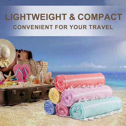 2 Packs Turkish Beach Pool Towels Sandproof Thin Lightweight Fast Drying Compact XL Large Big Wide Long Lounge Chair Cover Sandless Camping Blanket Gear Stuff Necessities Toallas de Playa Women Gifts