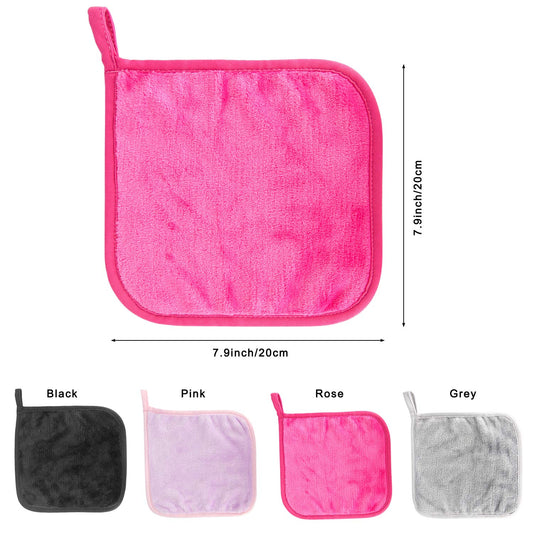 Pinowu Make-up Remover Cloth Microfibre Face Cleansing Wipes 20 x 20 cm (Pack of 4), Super Soft Chemical-Free, Washable and Reusable Face Cleansing Cloth for All Skin Types