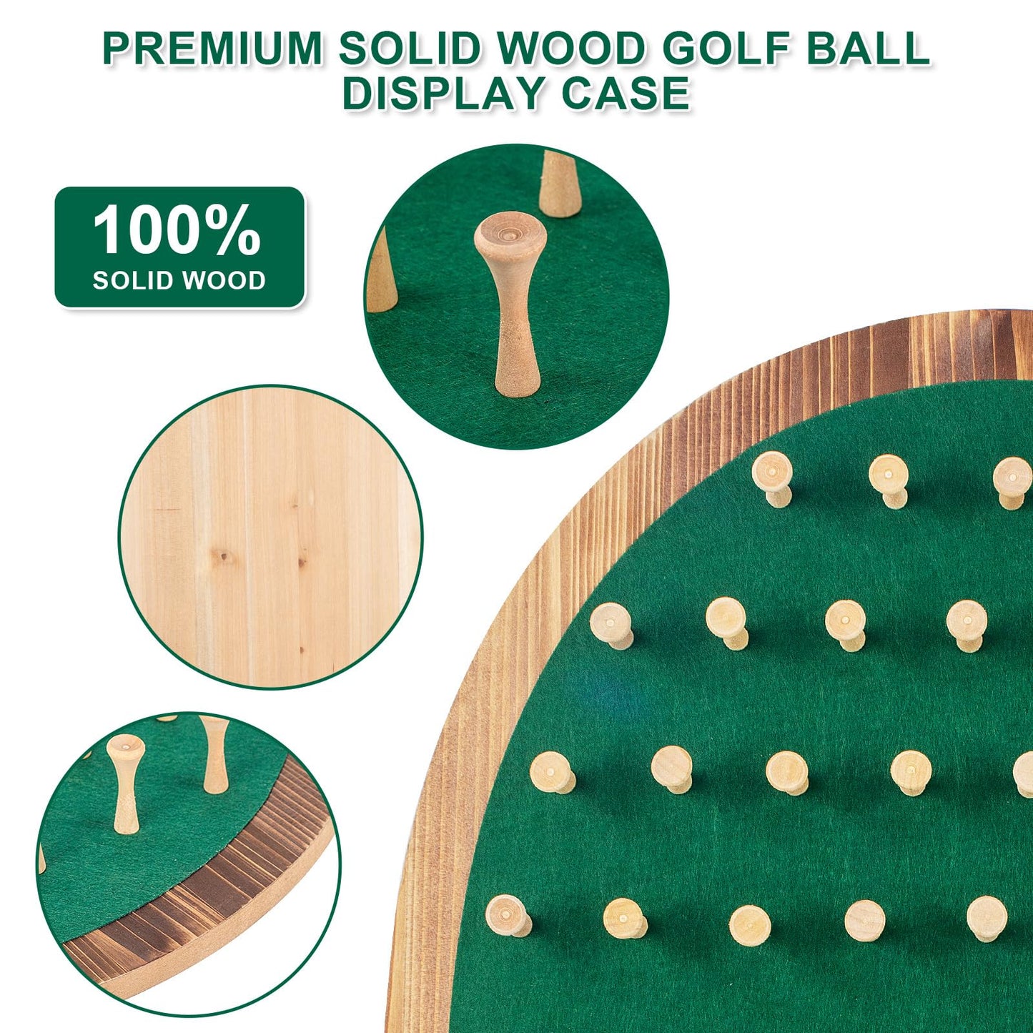 40 Golf Ball Collection Display Rack Cabinet Holder Case Wall Mount - Golf Gifts for The Golf Enthusiast - Golf Display Box Unique Putting Green Shape