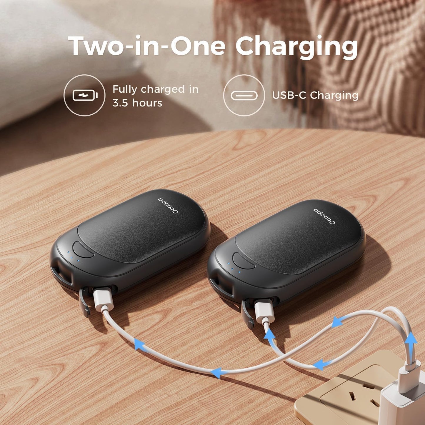 OCOOPA 2in1 Magnetic Rechargeable Hand Warmers 2 Pack, Electric Hand Warmer, Pocket Battery Operated Heater, UL Certified, 3 Heat Settings, Tech Gifts for Men,Purse Must Haves, Essentials, UT3 Lite