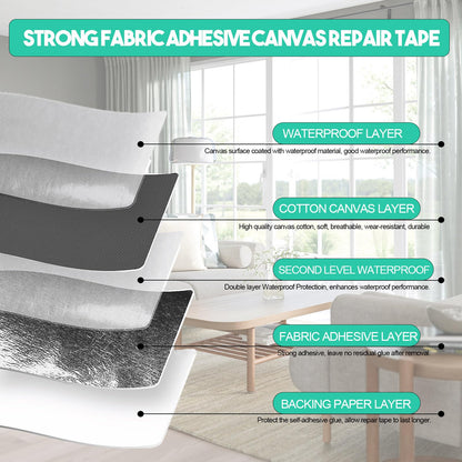 Autrends Canvas Repair Tape,Fabric Repair Patch,4×70 Inches,Outdoor Gear Patch, Waterproof,Self-Adhesive for Repairing Boat Covers,Tents,Sofas,Patio Umbrellas,Lounge Chairs,Awnings Light Grey