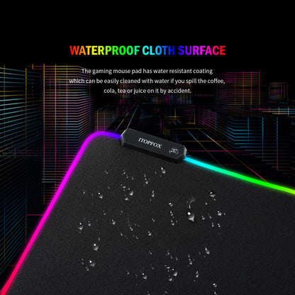 RGB Gaming Mouse Mat Pad - Large Extended Led Mousepad with 14 Lighting Modes 2 Brightness, Anti-Slip Rubber Base with Waterproof Coating Mouse Mat for Gamer 800×300×4mm/31.5×11.8×0.16 inch