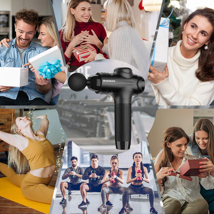 RAEMAO Massage Gun, Handheld Electric Deep Tissue Muscle Massager for Athletes for Pain Relief Attaching 8 Replacement Heads, Percussion Massager with 10 Speeds, Father's Day Gifts, Black