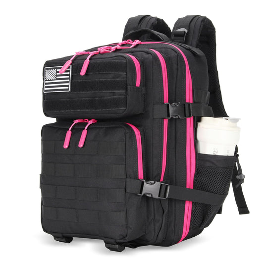 Lovelinks21 25L Tactical Military Backpack Small Travel Backpack for Men and Women Assault Pack Bug Out Bag Molle Daypack Gym Backpack with Bottle Holder (Neon Pink)