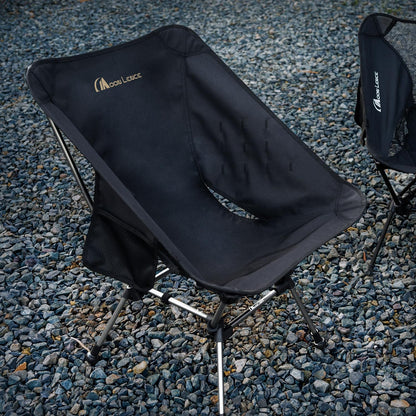 MOON LENCE Camping Chair Plus, Upgraded Comfort & Size, Still Compact and Lightweight, Folding Portable Chair for Backpacking & Hiking, 400Lbs Capacity, Gen 3 Plus (Black (Plus))