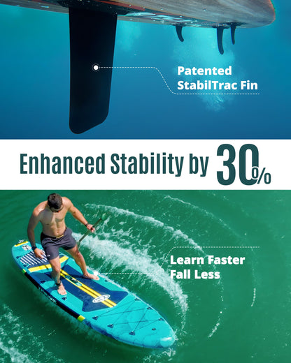 ZLX 11'6" Extra Wide Inflatable Stand Up Paddle Board SUP | Stable Non-Slip Deck Pad, Unique Fin System and Premium iSUP Accessories - Portable Backpack & Upgraded Pump for Adults, All Skill Levels