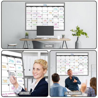Large Dry Erase Calendar for Wall, Undated 1 Month Wall Calendar, 40" x 28" Erasable & Reusable Laminated Calendar, 10 Round Stickers, Great Layout Wall Calendar Monthly for Home Office School