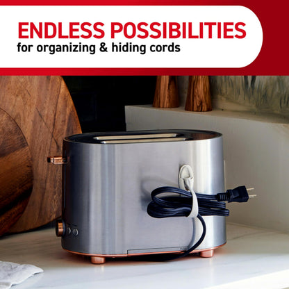Command Cord Bundlers, Damage Free Hanging Cord Organizer, No Tools Cord Bundler for Hanging Electrical Cables, 6 Gray Cord Bundlers and 12 Command Strips